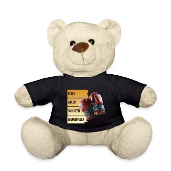 Essen - Boxen - Schlafen - Wiederholen - Teddy - Schwarz - Vorne