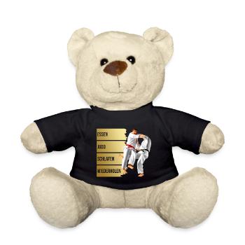 Essen - Judo - Schlafen - Wiederholen - Teddy - Schwarz - Vorne