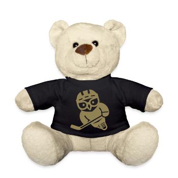 Hockey sur glace hibou silhouette harfang des neiges joueur - Nounours - noir - Devant