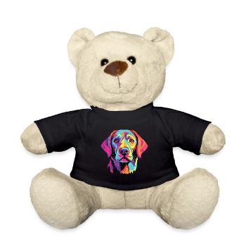 Labrador Retriever Dog Breed Watercolor Cartoon Ka - Teddy Bear - black - Front