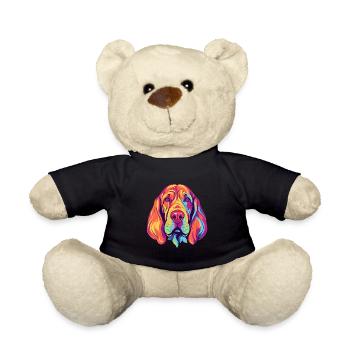 Bloodhound Dog Breed Watercolor Cartoon Kawaii Col - Teddy Bear - black - Front