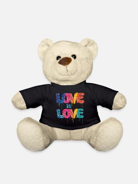 Farbenfrohes Graffiti mit Love Schriftzug - Teddy - Schwarz