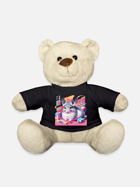Chinchilla Neon Retro - Teddy Bear - black