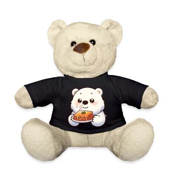 Eisbär Genießt Italienische Lasagne - Teddy - Schwarz - Vorne