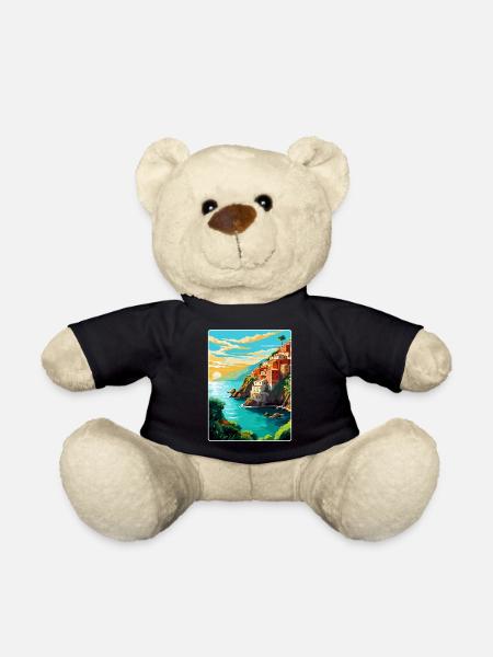 Cinque Terre Italie Affiche de voyage vintage souvenir - Nounours - noir