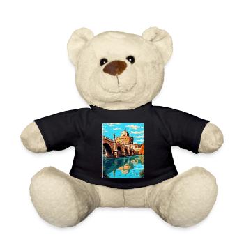 St Angelo Bridge Italy Vintage Travel Poster WPA - Teddy Bear - black - Front