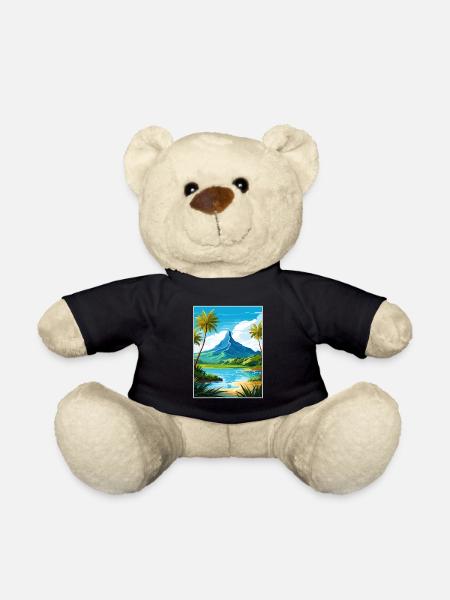 Bora Polynésie française Affiche de voyage vintage - Nounours - noir