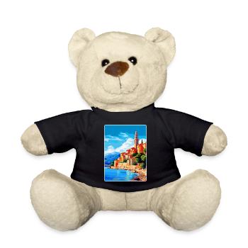 Menton France Affiche de voyage vintage WPA Souvenir - Nounours - noir - Devant