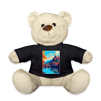 Heidelberg Germany Vintage Travel Poster Souvenir - Teddy Bear - black - Front