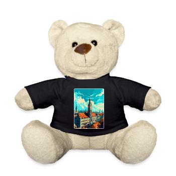 Munich Allemagne Affiche de voyage vintage Souvenir WPA - Nounours - noir - Devant