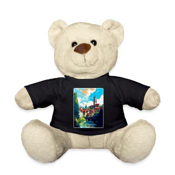 Fribourg Switzerland Vintage Travel Poster WPA Art - Teddy Bear - black - Front