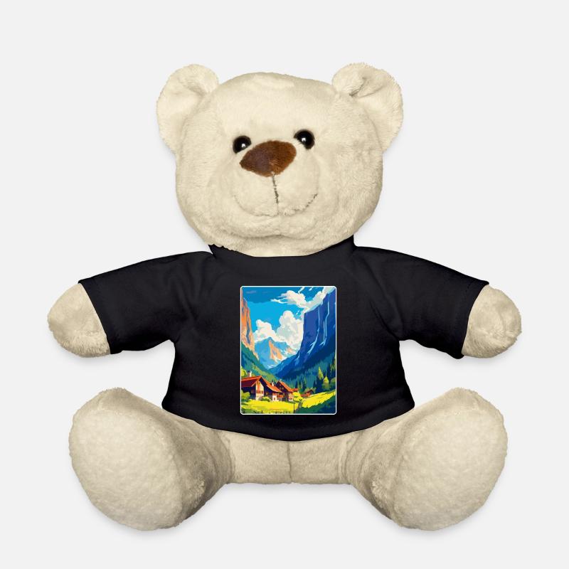 Lauterbrunnen Schweiz Vintage Reiseplakat - Teddy - Schwarz