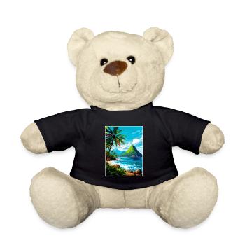 Saint Lucia Caribbean Vintage Travel Poster - Teddy Bear - black - Front