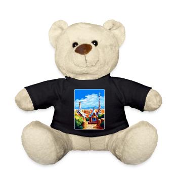 Barcelona Spain Vintage Travel Poster Souvenir WPA - Teddy Bear - black - Front