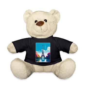 Eiffelturm Paris Frankreich Vintage Reiseplakat - Teddy - Schwarz - Vorne