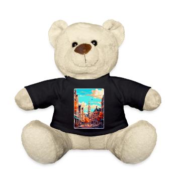 Brussels Belgium Vintage Travel Poster Souvenir - Teddy Bear - black - Front