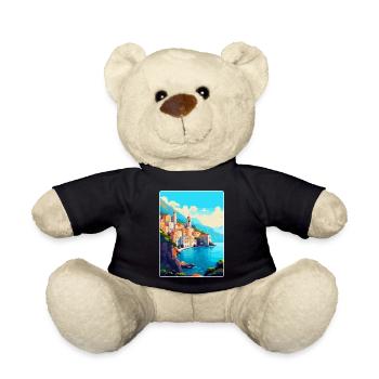 Amalfi Italie Affiche de voyage vintage WPA Souvenir - Nounours - noir - Devant