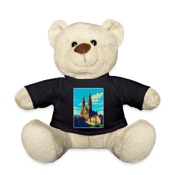 Santiago De Compostela Spain Vintage Travel Poster - Teddy Bear - black - Front