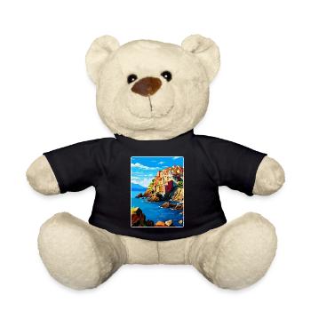 Cinque Terre Italien Vintage Reiseplakat Souvenir - Teddy - Schwarz - Vorne