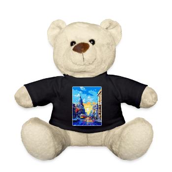 Bucharest Romania Vintage Travel Poster Souvenir - Teddy Bear - black - Front