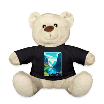 The Fjords Norway Vintage Travel Poster Souvenir - Teddy Bear - black - Front