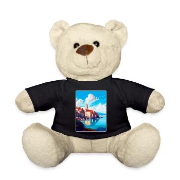 Santander Spain Vintage Travel Poster Souvenir WPA - Teddy Bear - black - Front