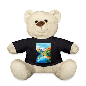The Fjords Norway Vintage Travel Poster Souvenir - Teddy Bear - black - Front