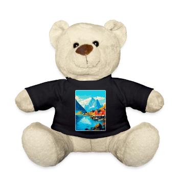 Affiche de voyage vintage des îles Lofoten en Norvège WPA - Nounours - noir - Devant