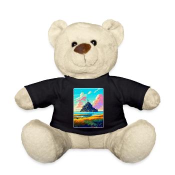 Mont Saint Michel France Vintage Travel Poster WPA - Teddy Bear - black - Front