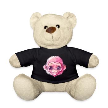 Rosa Großaugen Affen Motiv - Teddy - Schwarz - Vorne