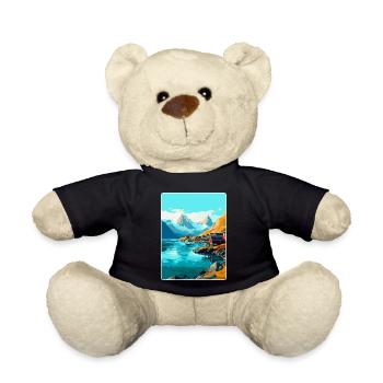 Affiche de voyage vintage des îles Lofoten en Norvège WPA - Nounours - noir - Devant