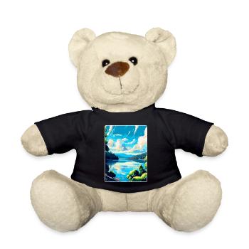 Danube River Europe Vintage Travel Poster Souvenir - Teddy Bear - black - Front