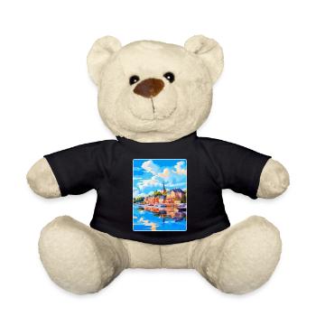 Souvenir de l’affiche de voyage vintage Naantali Finlande - Nounours - noir - Devant
