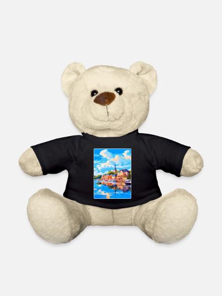 Souvenir de l’affiche de voyage vintage Naantali Finlande - Nounours - noir