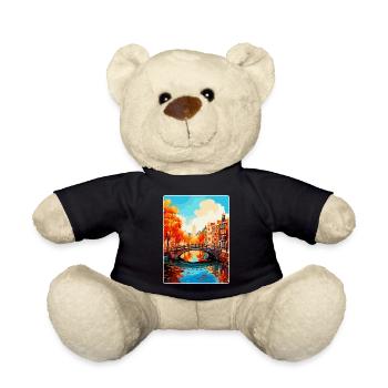 Amsterdam Netherlands Vintage Travel Poster WPA - Teddy Bear - black - Front