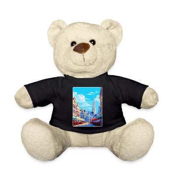 Brussels Belgium Vintage Travel Poster Souvenir - Teddy Bear - black - Front