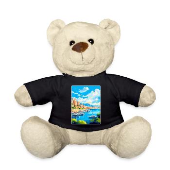 Monaco French Riviera France Vintage Travel Poster - Teddy Bear - black - Front