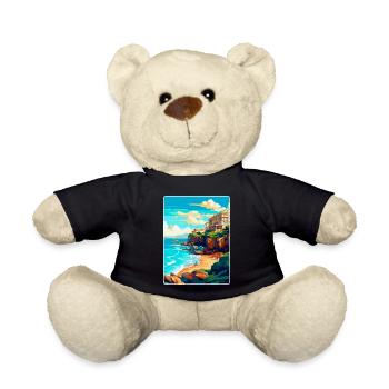 Biarritz France Vintage Travel Poster Souvenir WPA - Teddy Bear - black - Front