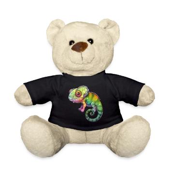 Colorful Chameleon Fantasy Creature - Teddy Bear - black - Front