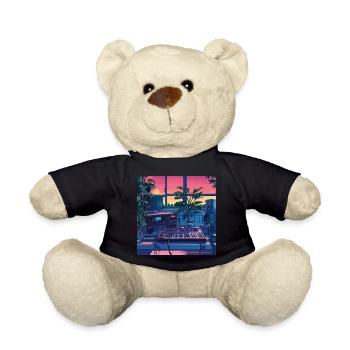 Pflanzen und Musik - hochwertiger Modedruck - Teddy - Schwarz - Vorne