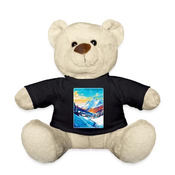 Les Arcs France Vintage Travel Poster Souvenir WPA - Teddy Bear - black - Front