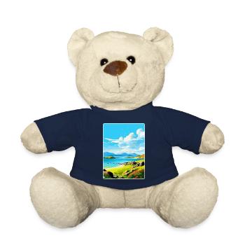 Île de Jura Écosse Royaume-Uni Affiche de voyage vintage WPA - Nounours - bleu marine - Devant