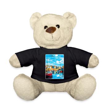 Newlyn Angleterre Royaume-Uni Affiche de voyage vintage souvenir - Nounours - noir - Devant
