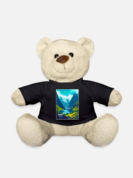 Souvenir de l’affiche de voyage vintage des fjords de Norvège - Nounours - noir