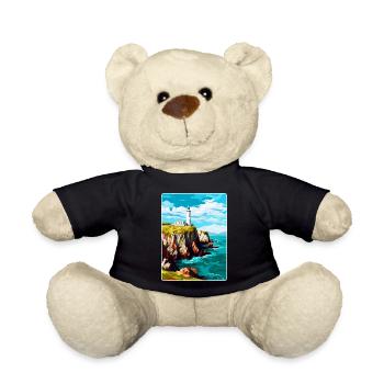 South Stack Cliffs Anglesey Vintage Travel Poster - Teddy Bear - black - Front
