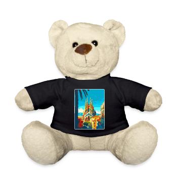 Barcelona Spain Vintage Travel Poster Souvenir WPA - Teddy Bear - black - Front