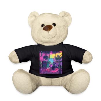 Pflanzen und Musik - hochwertiger Modedruck - Teddy - Schwarz - Vorne