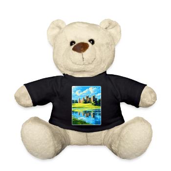 Leeds Castle England Uk Travel Poster Souvenir WPA - Teddy Bear - black - Front