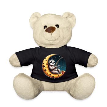 Faultier Angler Mond Pizza Weltraum Weltall Angeln - Teddy - Schwarz - Vorne