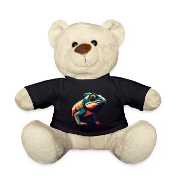 Chameleon Cartoon Character Colorful Pet Animal - Teddy Bear - black - Front